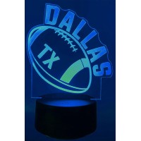 Clorurbanlive 3D Football Dallas Night Light 3D Illusion Lamp For Boys Gift 16 Changing Color Remote Control Kids Room Ball Deco