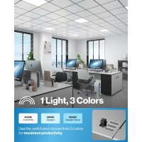 Sunco 2X2 Led Flat Panel Light Selectable Color Temperature 4000K5000K6000K 40W Dimmable 010V 4400 Lm Dustproof Backlit Drop