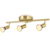 Jqire 3 Light Led Track Lighting Kit,Track Light Fixtures, Golden Finish 3 Way Ceiling Spotlight For Kitchen,Flexibly Rotatable Light Heads,Included 3 Gu10 Led Bulbs (4W 400Lm Warm White 2700K)