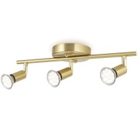 Jqire 3 Lights Led Track Lighting Kit,Golden Finish 3 Way Ceiling Spot Lights,Flexibly Rotatable Light Heads,Track Light Fixtures For Kitchen Dining Room Living Room,Included 3 X Gu10 Led Bulbs