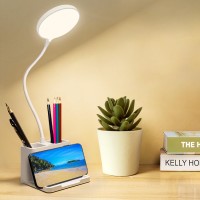 Iiosuyui Desk Lamps For Home Office, Led Desk Light With Pen Holder Phone Holder, Rechargeable Eye-Caring Desk Lamps, Small Table Lamp With 3 Color Modes, Usb Night Light For Students Dorm, Kids Room