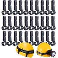 20 Pcs Plastic Lightweight Helmet Clips Attachment Head Light Clamps Black Set Headlamp Hard Hat Safety Cap Hook Outdoor Tools