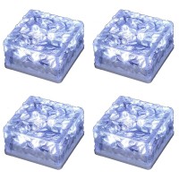 Solar Lights Outdoor Waterproof Led Rock Lights Brick Lights Pavers Lights Landscaping Lights For Garden, Patio, Pathway, Yard Decor 4X4 Size (White 4Pack)