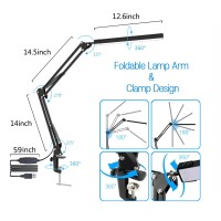 Led Desk Lamp, Swing Arm Desk Light With Clamp, 3 Lighting 10 Brightness Eye-Caring Modes, Reading Desk Lamps For Home Office 360