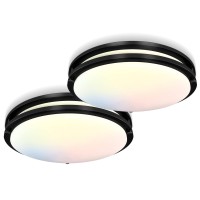 Yogaret Flush Mount Ceiling Light, 10 Inch Bathroom Ceiling Light 2200Lm, 24W[250W Eqv] 3000K/4000K/5000K Flush Mount Light Fixture For Kitchen, Bedroom, Hallway, Etl Listed - 2 Pack