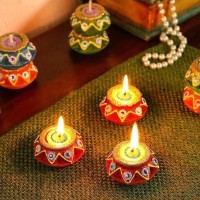 Kivya Matki Diya For Diwali Decoration Decorative Terracotta Diyas Wax Candles For Puja And Festival Decor Set Of 12