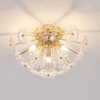 Sputnik Flush Mount Ceiling Light Gold Metal Flower Ceiling Light Fixtures 3Light Farmhouse Close To Ceiling Lamp Fixture For