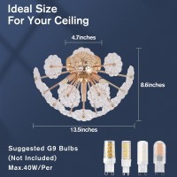 Sputnik Flush Mount Ceiling Light Gold Metal Flower Ceiling Light Fixtures 3Light Farmhouse Close To Ceiling Lamp Fixture For