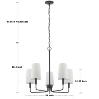 Homebelife Chandelier Matte Black With White Fabric Shade Farmhouse Linear Island Lighting Fixture For Kitchen Dining Room 5