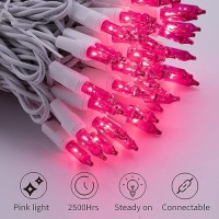 Christmas Pink Mini String Lights 100 Count 25 Feet Detachable Incandescent Bulb Waterproof Fairy Lights Plug In For Indoor Ou