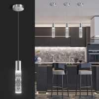 Okeli Modern Pendant Light Led Bubble Crystal Kitchen Island Lights Fixtures Chrome Mini Single Island Lights Pendant Lighting