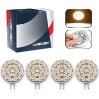 Vehicode G4 Led Bulb 12V Ac/Dc Soft Warm White 2700K-3000K 10W Halogen Equivalent Puck Cabinet Spot Light Jc Bi-Pin Base Round Lamp Replacement For Outdoor Landscape Rv Camper Marine Boat (4 Pack)