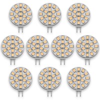 Vehicode G4 Led Bulb 12V Ac/Dc Soft Warm White 2700K-3000K 10W Halogen Equivalent Puck Cabinet Spot Light Jc Bi-Pin Base Round Lamp Replacement For Outdoor Landscape Rv Camper Marine Boat (10 Pack)