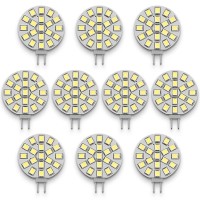 Vehicode G4 Led Bulb 12V Ac/Dc Daylight White 10W Halogen Equivalent Puck Cabinet Spot Light Bright 6000K Jc Bi-Pin Base Round Lamp Replacement For Outdoor Landscape Rv Camper Marine Boat (10 Pack)