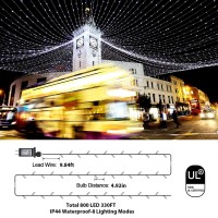 Zhouduidui Outdoor Christmas String Lights, 800Led 330Ft White Fairy Lights, 8 Mode Plug In Waterproof Indoor Outdoor Decor Lights For Bedroom Christmas Thanksgiving Wedding Party Garden Yard Tree