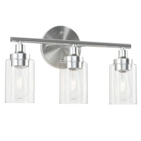 Vonluce 3 Light Bathroom Vanity Lights Black, Bathroom Light Fixtures For Bedroom Living Room, Modern Bathroom Wall Sconce Over Mirror Cabinet Sink With Clear Glass Lamp Shades