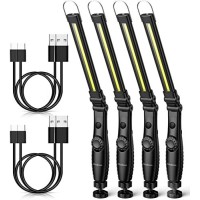 Nileboom Led Work Light,800 Lumens Foldable Rechargeable Cob Work Light With Magnetic Base& Hook, 360?Wivel Flashlight, Usb Cable For Car Repair, Home, Garage, Emergency And Outdoor Camping (4 Pack)