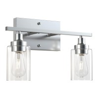 Vonluce 2 Light Bathroom Vanity Lights, Bathroom Light Fixtures Brushed Nickel For Bedroom Living Room, Modern Bathroom Wall Sconce Over Mirror Cabinet Sink With Clear Glass Lamp Shades