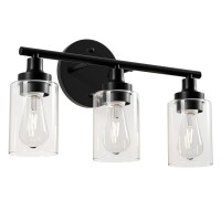 Vonluce 3 Light Bathroom Vanity Lights Black, Bathroom Light Fixtures For Bedroom Living Room, Modern Bathroom Wall Sconce Over Mirror Cabinet Sink With Clear Glass Lamp Shades