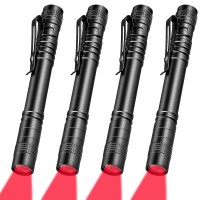 Tuanse 4 Pcs Red Light Flashlight Red Led Flashlight Red Light Pen Light Flashlight Super Bright Red Flashlight Red Torch For As