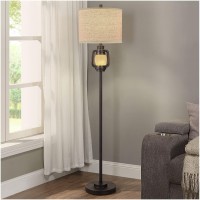 Floor Lamp For Living Room - Vintage Floor Lamp With Linen Fabric Hardback Shade - Perfect For Living Room, Bedroom, And Home Office Decor