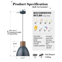 Elyona Modern Pendant Light For Kitchen Island 102 Hammered Metal Solid Wood Bar Hanging Lamp Adjustable Height Industrial