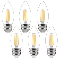 Ganiude E12 Dusk to Dawn Light Bulbs Outdoor, C35 B11 5W 60W Equivalent 500LM 2700K Warm White Photocell Sensor Filament Candelabra Bulbs, Auto ON/Off Edison Outdoor Bulbs for Garage, Porch, 6 Pack