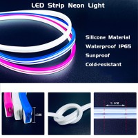 Joko Led Silicone Neon Light Strip Neon Rope Light 12V 164 Ft5M Waterproof Diy Cuttable Outdoor Neon Lights Power Adapter I