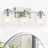 Xgfourseven Modern 3 Light Bathroom Light Fixture With Clear Glass Shade Brushed Nickel Vanity Light For Living Room Hallway Bed