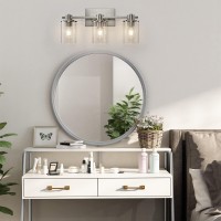 Xgfourseven Modern 3 Light Bathroom Light Fixture With Clear Glass Shade Brushed Nickel Vanity Light For Living Room Hallway Bed