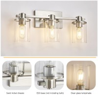 Xgfourseven Modern 3 Light Bathroom Light Fixture With Clear Glass Shade Brushed Nickel Vanity Light For Living Room Hallway Bed