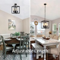 Gzbeini Black Chandelier Dining Room Light Fixtures Over Table 4Light Kitchen Chandelier Hanging Light Fixture Pendant Light Fi