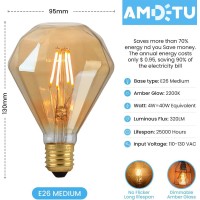 Decorative Edison Light Bulb,Led Star Shapes Lights Amber Color,4W=40W,2200K Warm White, Dimmable Vintage Lights For Bedroom,Room Decorations,Night Lights,Kids Room Decor,Oversized Light Bulb 1Pack