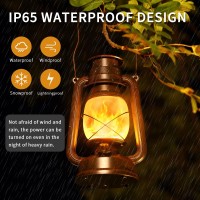 2 Pack Led Vintage Lantern Decorative, Indoor/Outdoor Hanging Waterproof Lanterns With Smart Remote, Battery Operated Lanterns Flickering Flame 2 Models For Garden Yard Pathway Porch