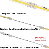 Pautix 8Mm Connectors For 2-Pin Cob Led Strip Lights,4Pcs Transparent Gapless Connectors,4Pcs Dual End,1Pc Single To Dc Female Plug 7.9In Extension Wire,2Pcs L-Shaped Connectors,1Pc T-Shaped Connector