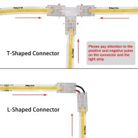 Pautix 8Mm Connectors For 2-Pin Cob Led Strip Lights,4Pcs Transparent Gapless Connectors,4Pcs Dual End,1Pc Single To Dc Female Plug 7.9In Extension Wire,2Pcs L-Shaped Connectors,1Pc T-Shaped Connector