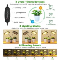 Lbw Grow Light With Stand, Dual Heads Full Spectrum Grow Light, 200W Led Plant Lights For Indoor Plants, Auto On/Off Timer, 6 Dimmable Levels, 3 Switch Modes, Adjustable Tripod Stand 15-63 Inches