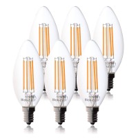 Bioluz Led 92 Cri E12 Led Candelabra Bulbs 60 Watt (5.5W) Soft White 3000K Clear Led Filamament Candle Bulb Dimmable Ul Listed Title 20 6-Pack