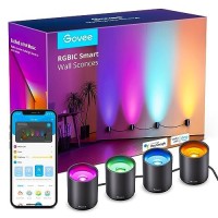 Govee Rgbic Smart Wall Sconces, Music Sync Home Decor Wifi Wall Lights Work With Alexa, Multicolor Led Light For Party And Decor, 30+ Dynamic Scene Indoor Light Fixture For Living Room, Bedroom