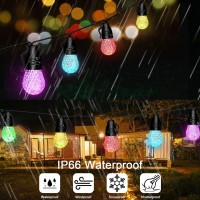 Outdoor String Lights | Patio String Lights Music Sync 48Ft Rgbw Color Changing Smart Led Bulbs, App And Remote Control, 8 Scene Modes, Ip66 Waterproof 25 Dimmable Led Bulbs For Garden Backyard Party