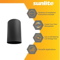 Sunlite 90161 7 Inch Modern Cylinder Flush Mount, Matte Black Finish, Aluminum Shade, Minimalist Design Downlight, 60 Watts Max, E26 Bulb (Not Included), 120V, Living Room & Entryways