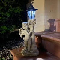 Aloak Angel Statue With Solar Lights Left 197 Inch Outdoor Solar Angel Garden Statue With Roma Pillar For Garden Lawn Deocr