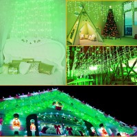 Hezbjiti Christmas Decorations Lights Outdoor, 400 Led 32.8 Ft 8 Modes 75 Drops Fairy String Curtain Lights For Christmas Decor Eaves Window Party Yard Garden Indoor (Green)