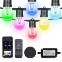 Queker 2024 Upgraded Outdoor String Lights Diy Color Changing Rgb Bright Smart Light 50Ft Work With Alexa Remote For Party I