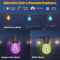 Queker 2024 Upgraded Outdoor String Lights Diy Color Changing Rgb Bright Smart Light 50Ft Work With Alexa Remote For Party I