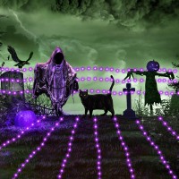 Buways 4 Sets 75Led 246Ft Halloween Purple Fairy Lights Battery Operated With Remote Control 8 Modes Sliver Wire Twinkle Light