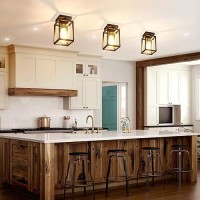 Mayful Semi Flush Mount Bronze Metal Frame Ceiling Light Fixture With Clear Glass Shade Farmhouse Light Fixture For Kitchen Is