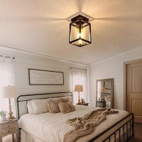 Mayful Semi Flush Mount Bronze Metal Frame Ceiling Light Fixture With Clear Glass Shade Farmhouse Light Fixture For Kitchen Is