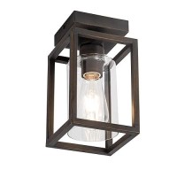 Mayful Semi Flush Mount Bronze Metal Frame Ceiling Light Fixture With Clear Glass Shade Farmhouse Light Fixture For Kitchen Is