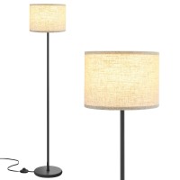 Ambimall Floor Lamp For Living Room, Modern Floor Lamp With Shade, Tall Lamps For Living Room, Bedroom, Office, Dining Room, Stick Floor Lamp With Linen Lampshade(Without Bulb)